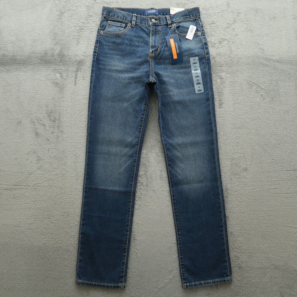 Old Navy Jeans Youth/Boys 16 Blue Flex Skinny Adjustable Waist 30.5" Inseam NWT